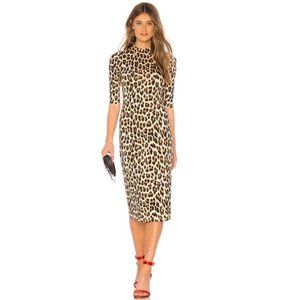 ALICE + OLIVIA LEOPARD PRINT DELORS BODYCON FITTED